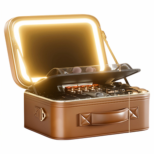 高级带镜子化妆包女2025新款旅行大容量出差分区收纳便携化妆箱