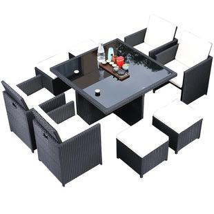 莫家户外桌椅铝合金藤编休闲阳台 茶 桌接待洽谈藤椅庭院桌椅组合