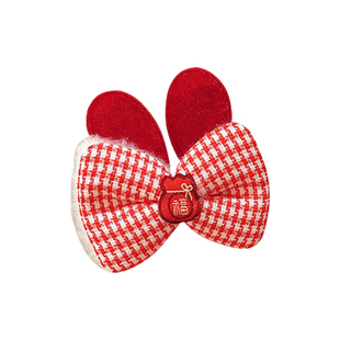 2026儿童新年红色高颜值发夹小女孩不伤发刘海侧边夹过年喜庆发卡