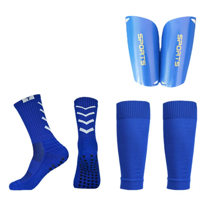 T中筒防滑足球袜成人款毛巾底弹性足球袜套配防护插板三件套装备