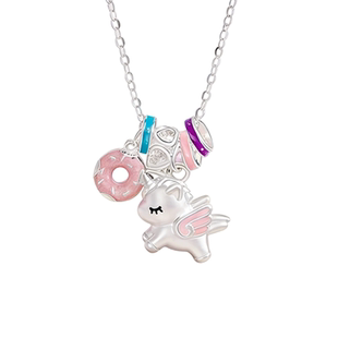 老凤祥925银欢快木马项链足银珐琅吊坠纯银马年情人节礼物送女友