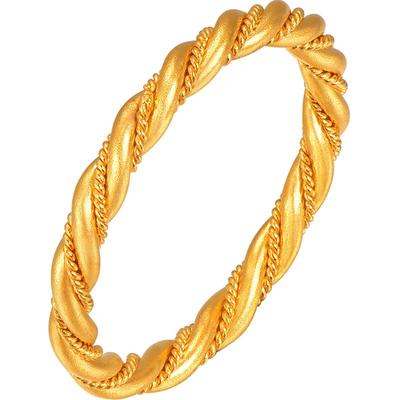 明牌珠宝古法黄金扭纹缘之戒