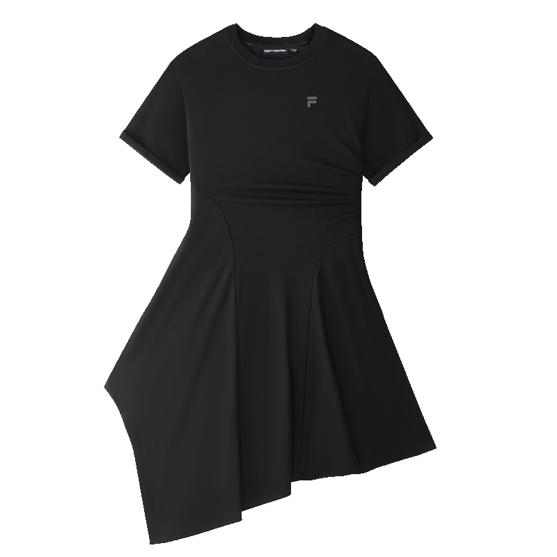 FILA FUSION斐乐潮牌女子针织连衣裙2025夏季新款时尚不规则T恤裙