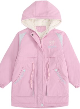 女童秋冬季加绒洋气派克服外套