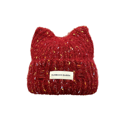 冬季女款猫耳针织帽保暖护耳