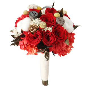 永生花红玫瑰木棉花婚礼婚纱中式秀禾手捧花球花束生日纪念日求婚