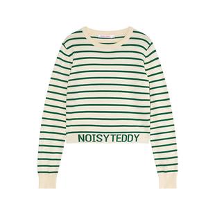 NOISY TEDDY25秋季新款复古条纹时尚女士圆领套头针织衫长袖百搭