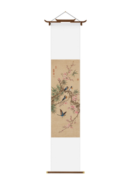 【新款热卖】新中式花鸟卷轴挂画