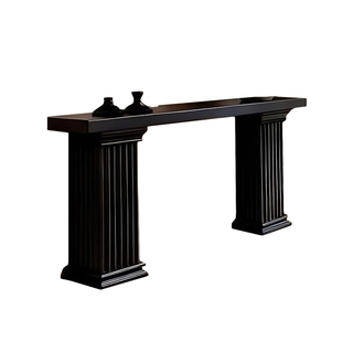 法式实木黑色玄关桌子靠墙美式极窄置物架入户窄条桌端景台玄关台