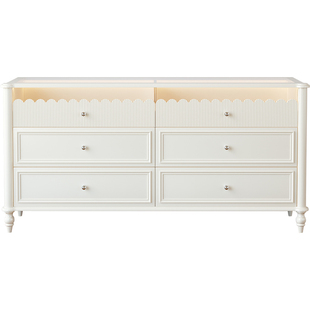 法式实木六斗柜卧室床尾柜首饰柜高级感2025新款奶油风抽屉柜靠墙