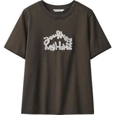 【播奥莱】商场同款圆领印花T恤女春秋设计感短袖BDR3YD1756