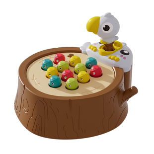 儿童磁力钓鱼玩具益智早教啄木鸟捉虫1岁宝宝专注力训练生日礼物