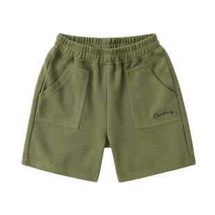 右欧男童运动短裤女童中裤纯色字母夏季新款童装儿童休闲五分裤子