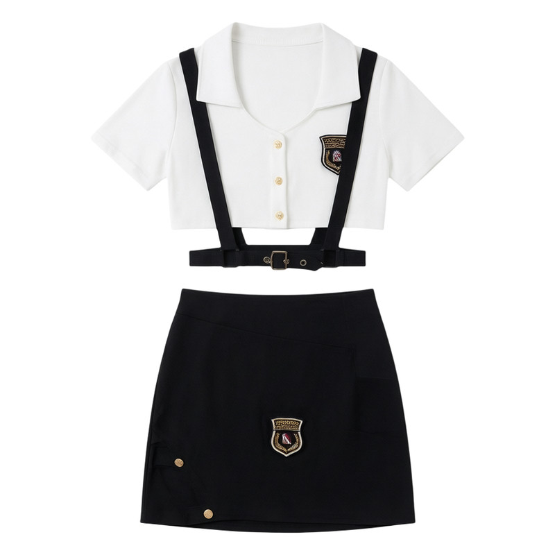 夏何夕性感睡衣2026新款女警制服翻领包臀裙角色扮演背带套装qqny