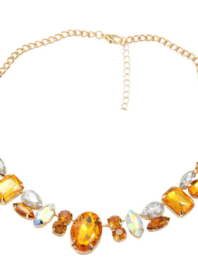 彩色宝石项链女高级感小众锁骨链