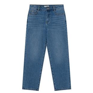 Hazzys哈吉斯蓝色水洗磨白牛仔裤女士春夏季时尚舒适潮流九分裤