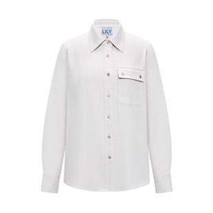LILY2026春新款女装UPF50+防紫外线简约宽松休闲通勤白色衬衫外套
