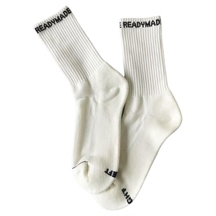 日潮春秋字母黑白纯色男女高筒情侣纯棉加厚毛巾底运动袜子