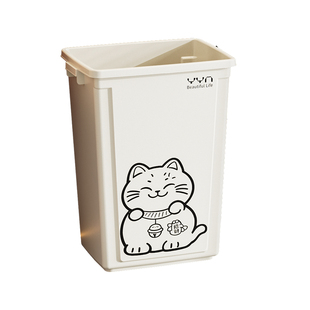2026新款夹缝款轻奢招财猫造型垃圾桶客厅厨房商用大容量带盖