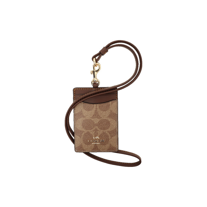 【自营】COACH/蔻驰品牌经典印花徽标涂层帆布卡包常规女款