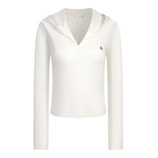 Navigare意大利小帆船2026春季连帽针织女士高弹白色透气长袖T恤