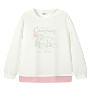 【商场同款】特步童装大童女童春季新款印花卫衣儿童运动拼色上衣