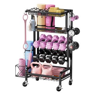 健身器材收纳架家用泡沫轴瑜伽垫收纳筐哑铃置物架运动器械收纳篮