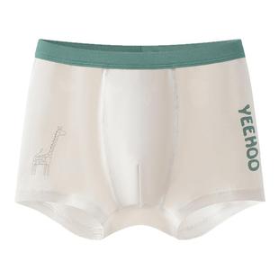 英氏儿童内裤2026年四季新款纯棉四角底裤男童中大童抑菌平角裤