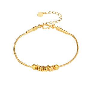 九畴 小盘缠手链足金999黄金手链转运珠5D硬金手饰送女友礼物