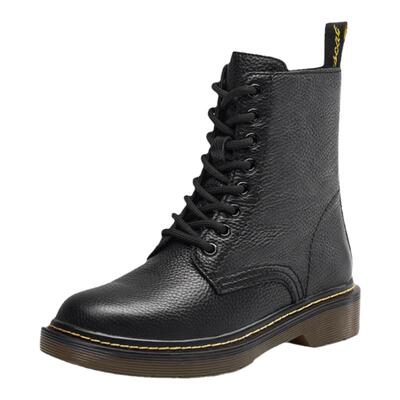 接吻猫秋冬牛皮时尚系带马丁靴