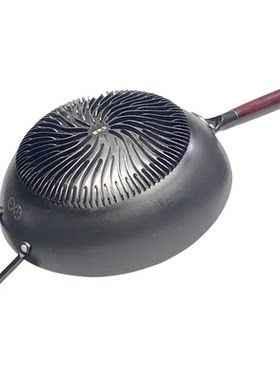 富贵宝节能铁锅炒菜家用圆底翅片煤气燃气灶适用无涂层炒锅不粘锅