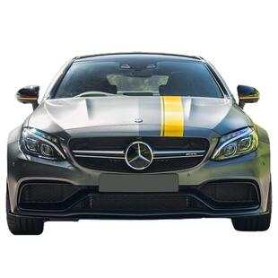适用奔驰AMG拉花C级C63车贴CLA门边C260L侧裙黄色黑色E63贴纸A35L