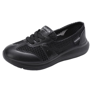 2026新款黑色工作鞋女夏季薄款镂空透气女网鞋软底不累脚妈妈女鞋