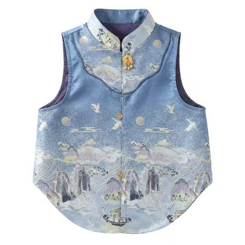 新中式男童马甲短裤套装汉服春夏