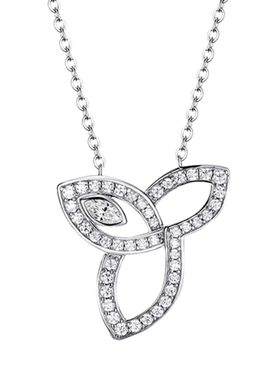 Lily三叶镂空项链925纯银毛衣链