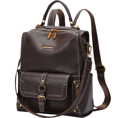 高级感小众双肩包女复古背包女式