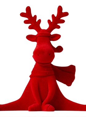 圣诞节坐姿麋鹿红色摆件