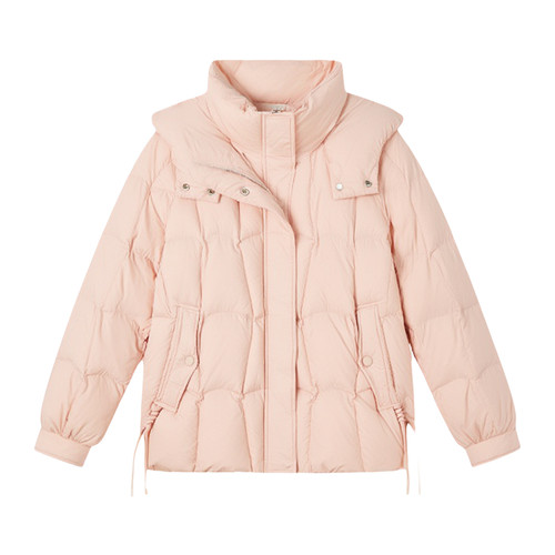 采多宝大码女装胖mm2025冬季新款立领连帽显瘦气质肌理感羽绒服