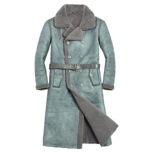 冬原生态皮毛一体男士大衣外套真皮衣男款绵羊皮中长款羊毛皮草