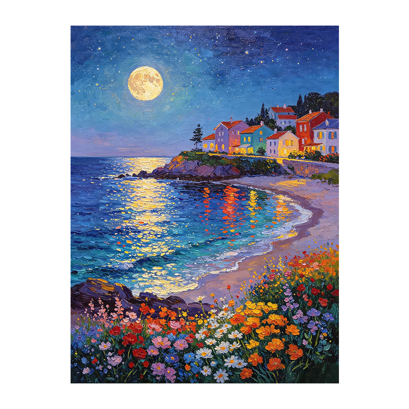 来图可定制数字油画diy手工零基础手绘装饰画丙烯画填充海景花卉