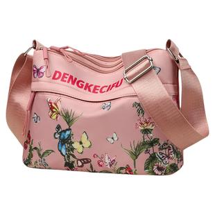 女士多层斜挎包女韩版潮尼龙印花小背包女包简约休闲单肩包妈妈包