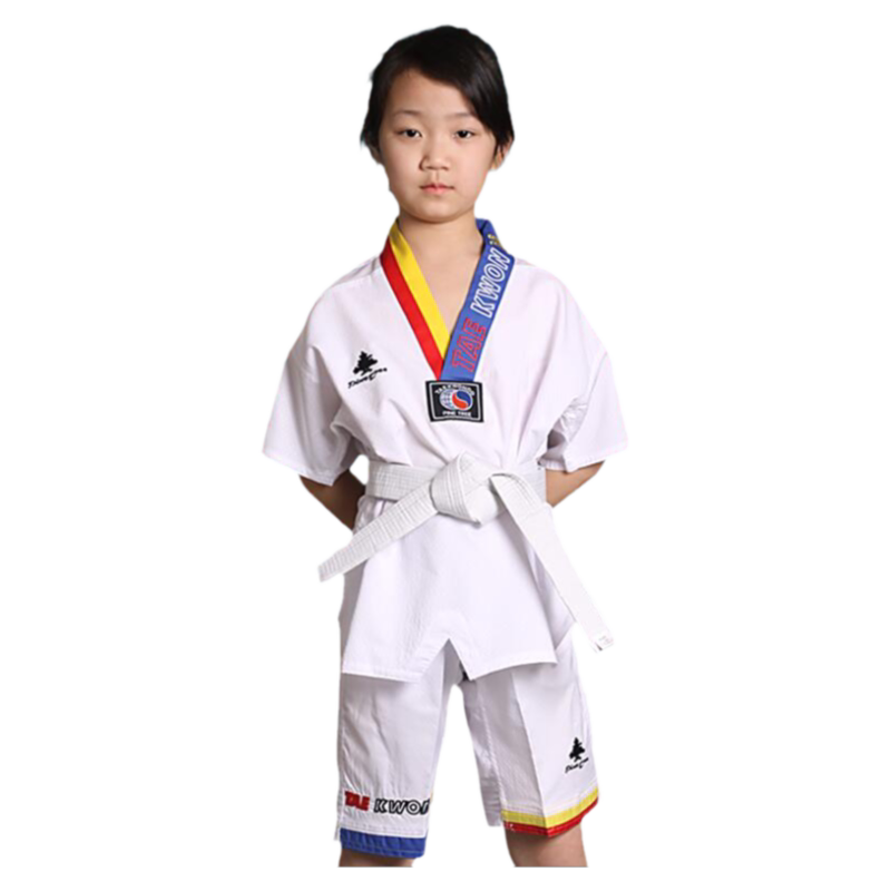 跆拳道服装儿童夏季纯棉超轻短袖道服夏装初学者女童训练轻薄透气