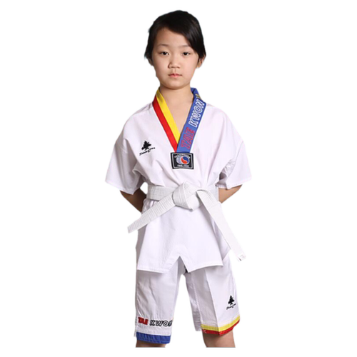 跆拳道服装儿童夏季纯棉超轻短袖道服夏装初学者女童训练轻薄透气