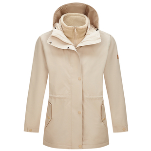 ROCKICE冲锋衣女款三合一户外防风防水风衣外套加绒保暖登山服