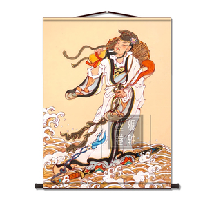 吕洞宾画像吕祖神像供奉画纯阳祖师爷孚佑帝君客厅玄关装饰卷轴画