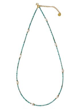 QIANTAO「青梧」原创新中式原矿绿松石淡水珍珠项链文艺女生气质