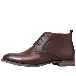 英伦复古男靴真皮系带手工擦色做旧马丁靴休闲圆头高帮男靴软底