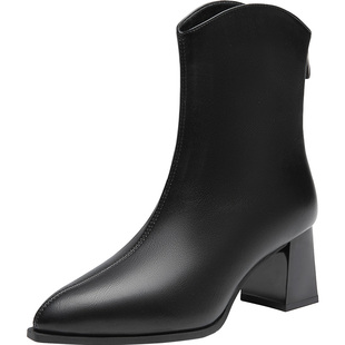 大东高跟短靴女2025新款秋冬今年流行爆款小个子靴子女靴切尔西靴