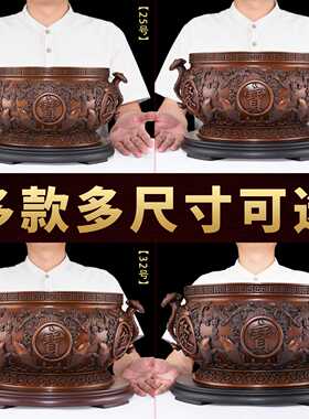 紫铜聚宝盆摆件2026年新款招聚客厅家用冰箱八方来财加厚大号铜缸