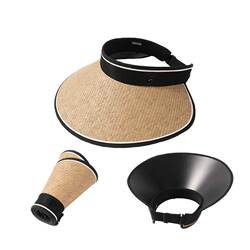 升级大帽檐~可卷草编空顶防晒帽